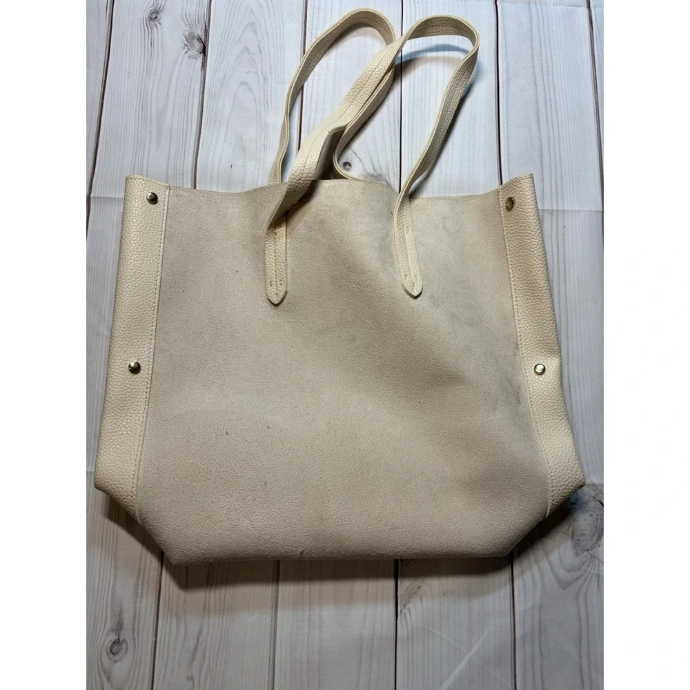 Ulta Beauty large cream tote bag Faux Suede